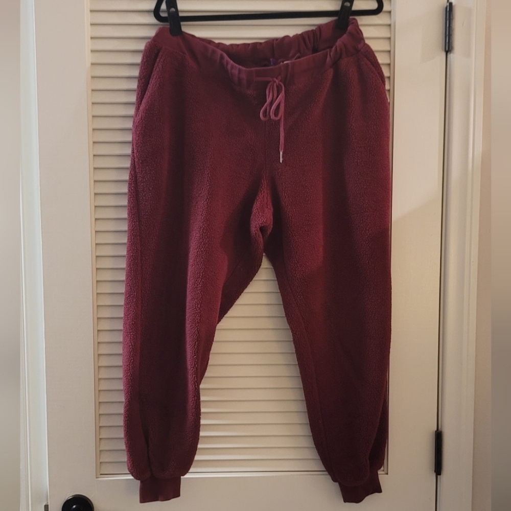 Adore Me - (Plus-Size) Burgundy Fleece Sweatpants With Pockets & Drawstring